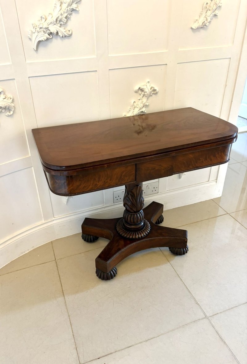 Antique William IV Quality Figured Mahogany Card/Console Table